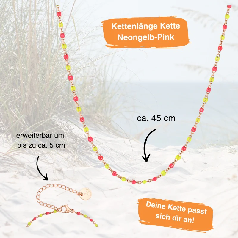 Kette aus Edelstahl Neongelb-Pink - Image 4