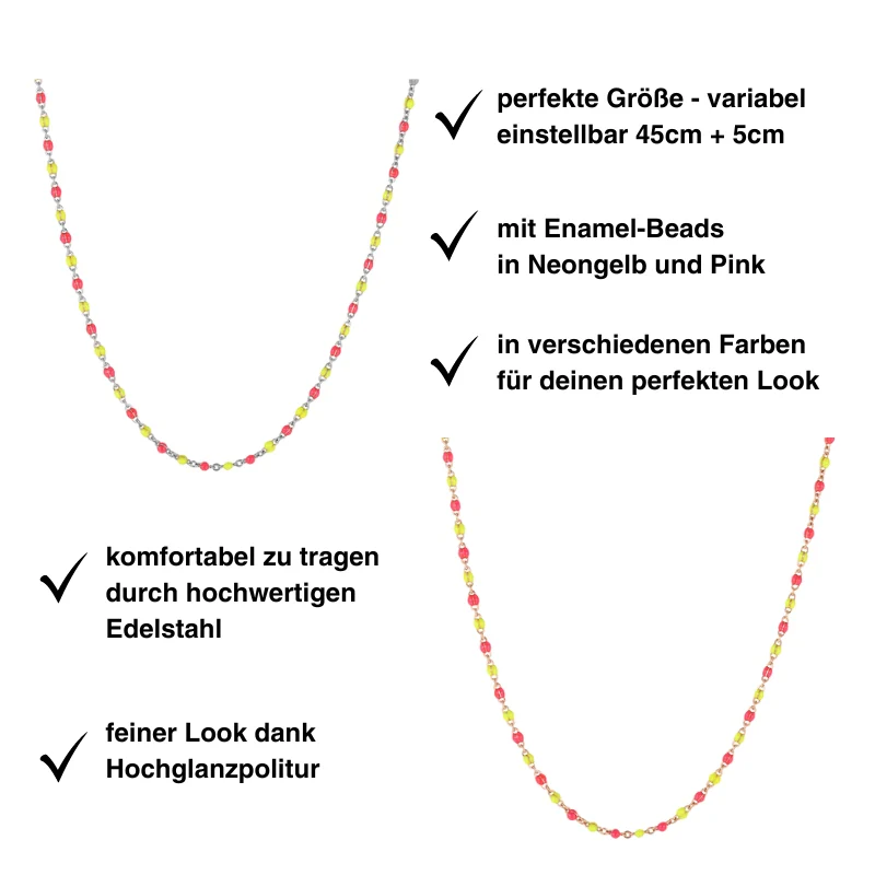 Kette aus Edelstahl Neongelb-Pink - Image 5