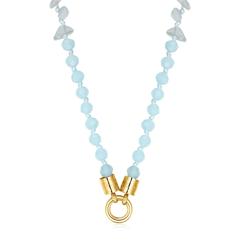Kette Glasperlenblau 6mm (mit Rund-Karabiner) aus Edelstahl & Glasperlen - Image 3