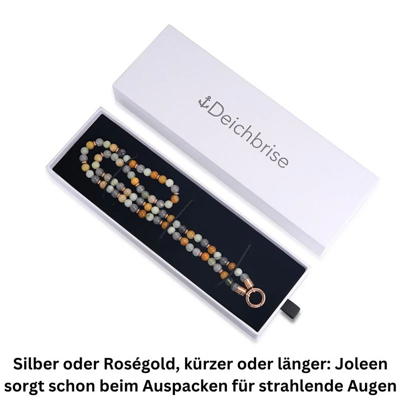 Kette Joleen (6mm) mit Quarz Kristall, Gelbe Jade, Hellgrüne Jade und Edelstahl-Beads (mit Rund-Karabiner) - Image 8