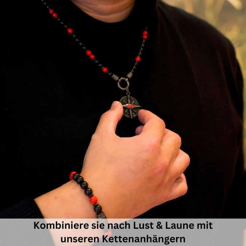 Kette Küstenbrandung (6mm) Onyx, Red Turquoise, Edelstahl (Rund-Karabiner) - Image 4