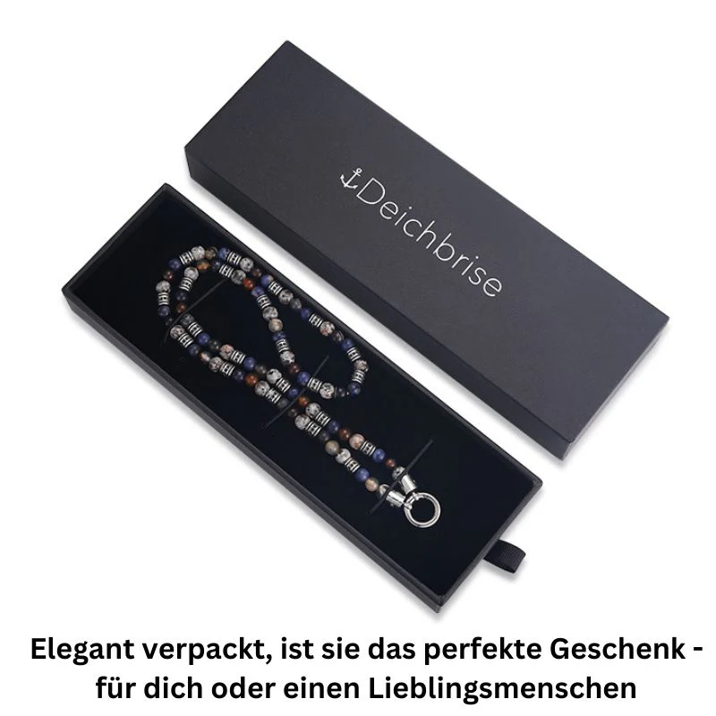 Kette Meereswellen (6mm) Achat, Feuerstein, Sodalith & Edelstahl-Beads (mit Rund-Karabiner) - Image 6