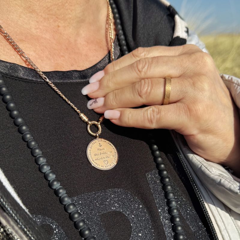 Kette mit Anhänger "Mama der Anker zu meinem Herzen" (mit Rund-Karabiner) aus Edelstahl - Image 2