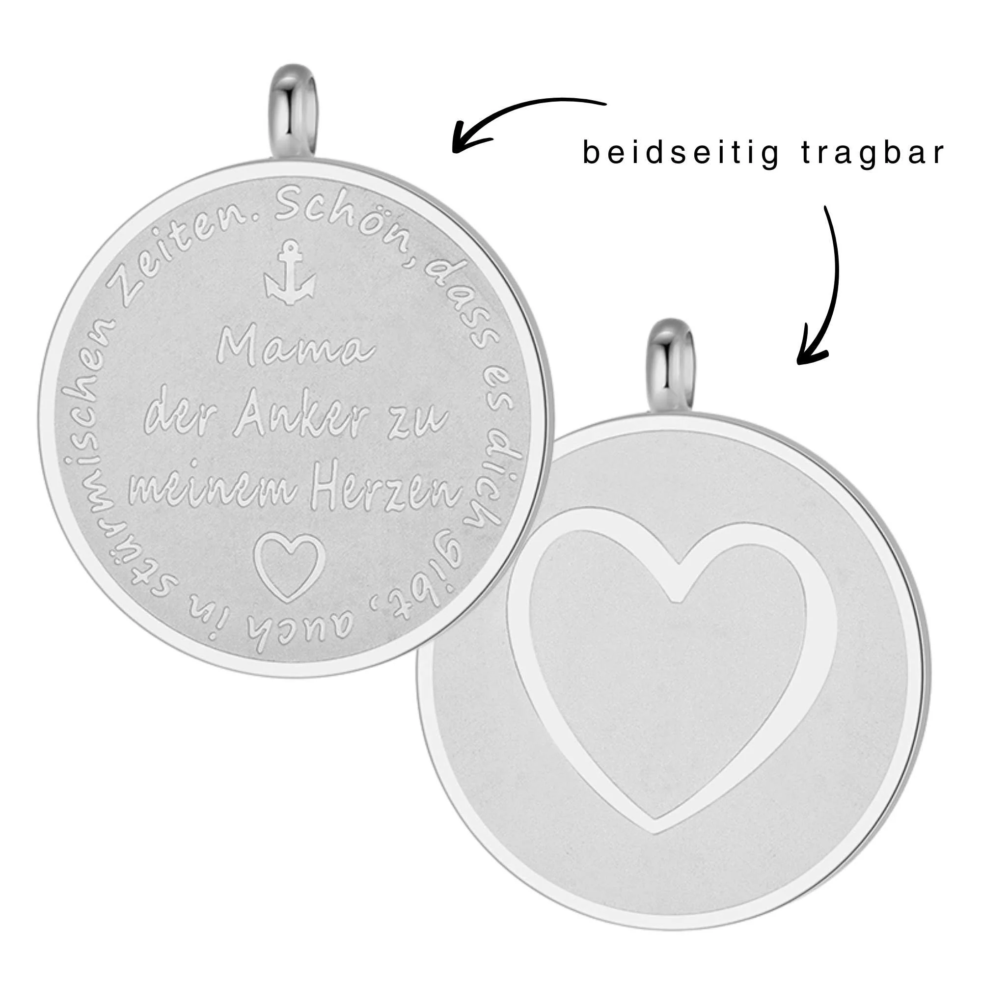 Kette mit Anhänger "Mama der Anker zu meinem Herzen" (mit Rund-Karabiner) aus Edelstahl - Image 5
