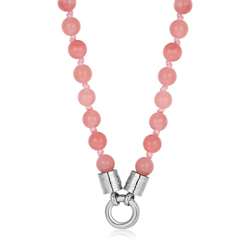 Kette Pink Jade 6mm (mit Rund-Karabiner) aus Edelstahl & Pink-Jade-Beads - Image 5