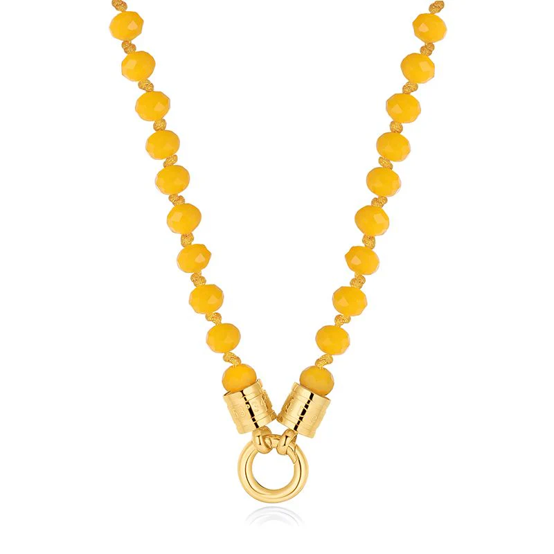 Kette Sommergelb 6mm (mit Rund-Karabiner) aus Edelstahl & Glasperlen - Image 3