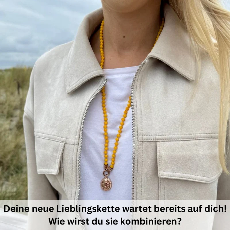 Kette Sommergelb 6mm (mit Rund-Karabiner) aus Edelstahl & Glasperlen - Image 7