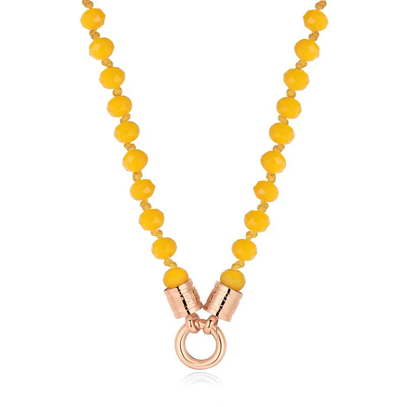 Kette Sommergelb 6mm (mit Rund-Karabiner) aus Edelstahl & Glasperlen - Image 8
