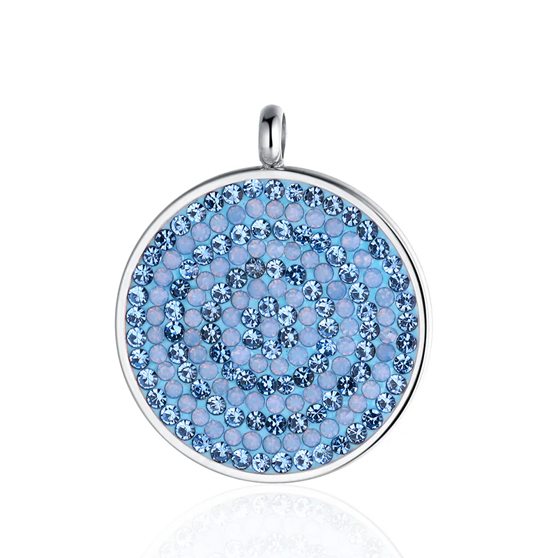 Kettenanhänger Bling Bling (blau) aus Edelstahl mit Steinen