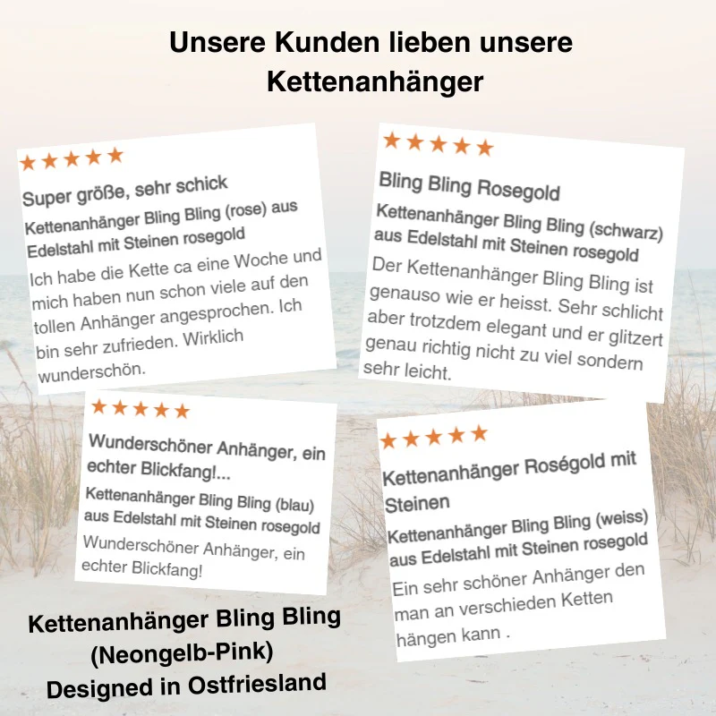Kettenanhänger Bling Bling (Neongelb-Pink) aus Edelstahl mit Steinen - Image 10