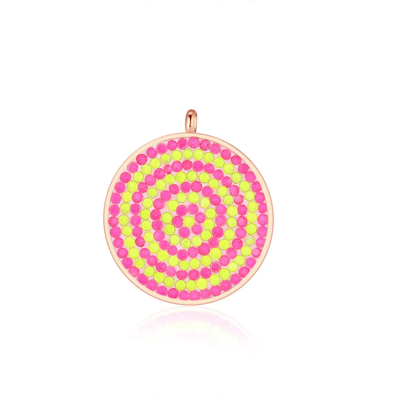 Kettenanhänger Bling Bling (Neongelb-Pink) aus Edelstahl mit Steinen - Image 3
