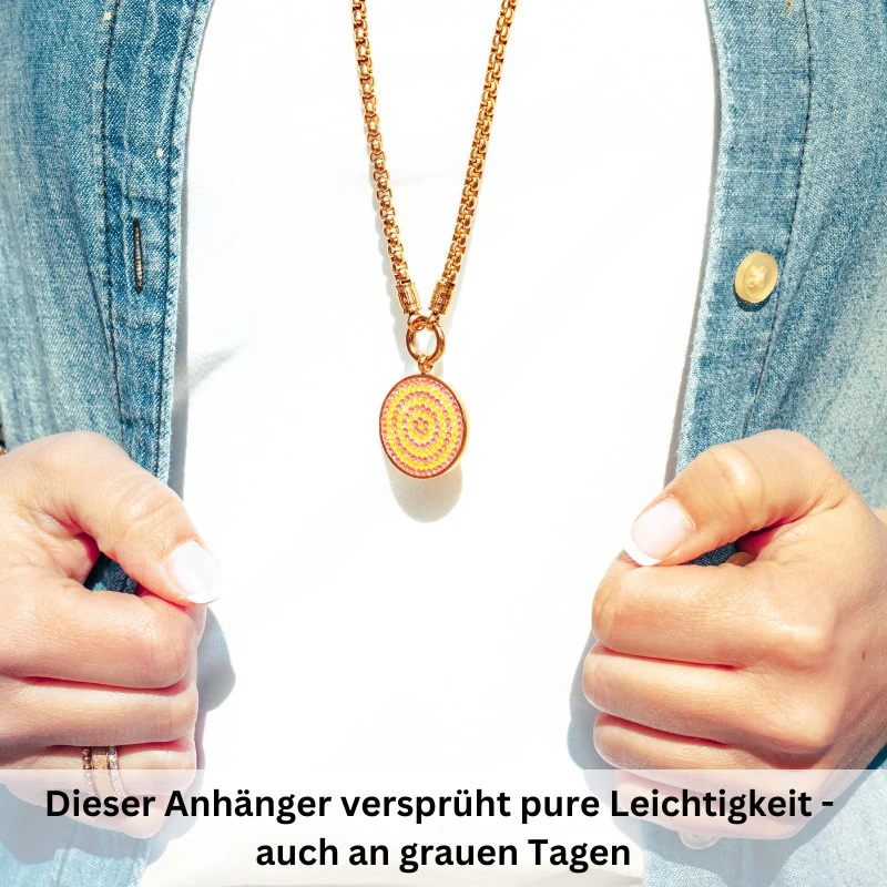 Kettenanhänger Bling Bling (Neongelb-Pink) aus Edelstahl mit Steinen - Image 4