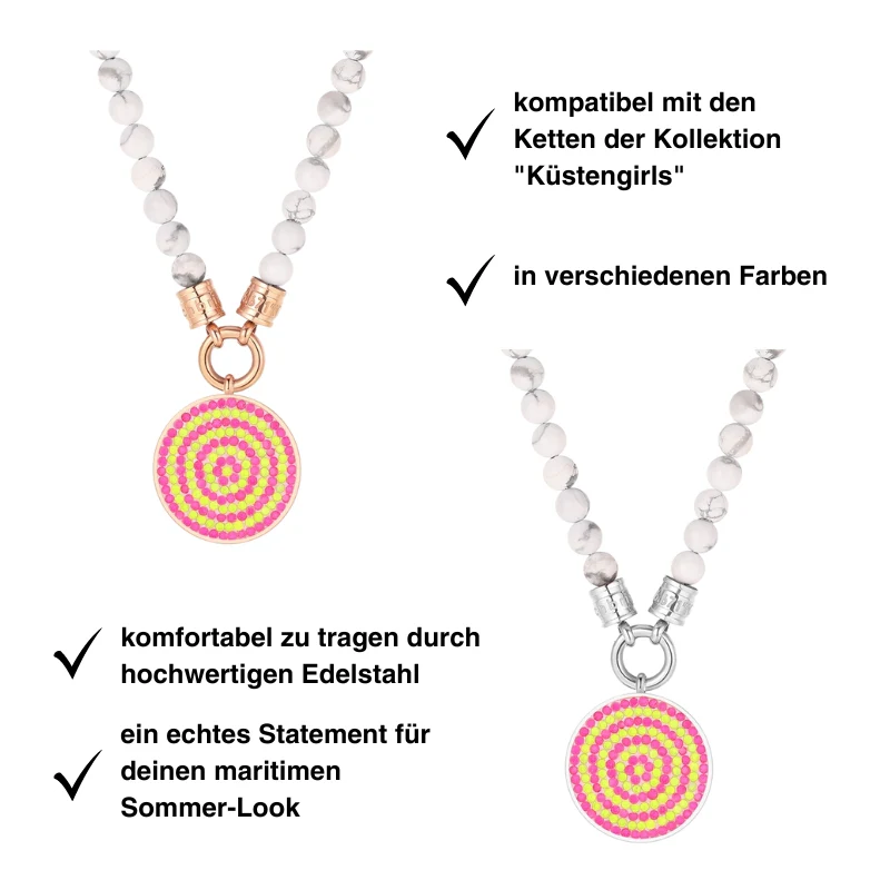 Kettenanhänger Bling Bling (Neongelb-Pink) aus Edelstahl mit Steinen - Image 7