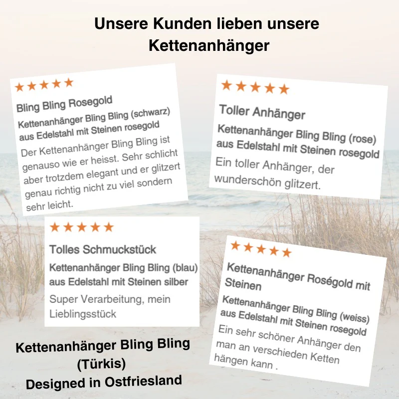 Kettenanhänger Bling Bling (Türkis) aus Edelstahl mit Steinen - Image 10