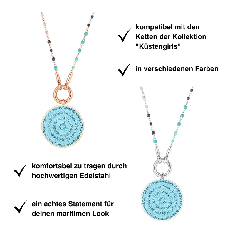 Kettenanhänger Bling Bling (Türkis) aus Edelstahl mit Steinen - Image 6