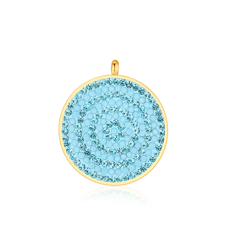Kettenanhänger Bling Bling (Türkis) aus Edelstahl mit Steinen - Image 9