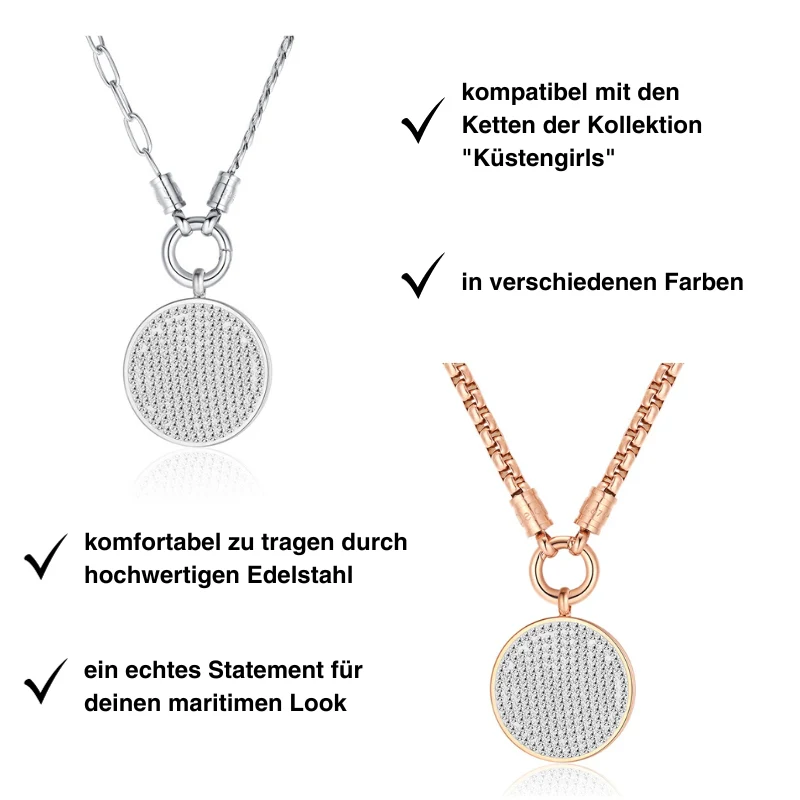 Kettenanhänger Bling Bling (weiss) aus Edelstahl mit Steinen - Image 3