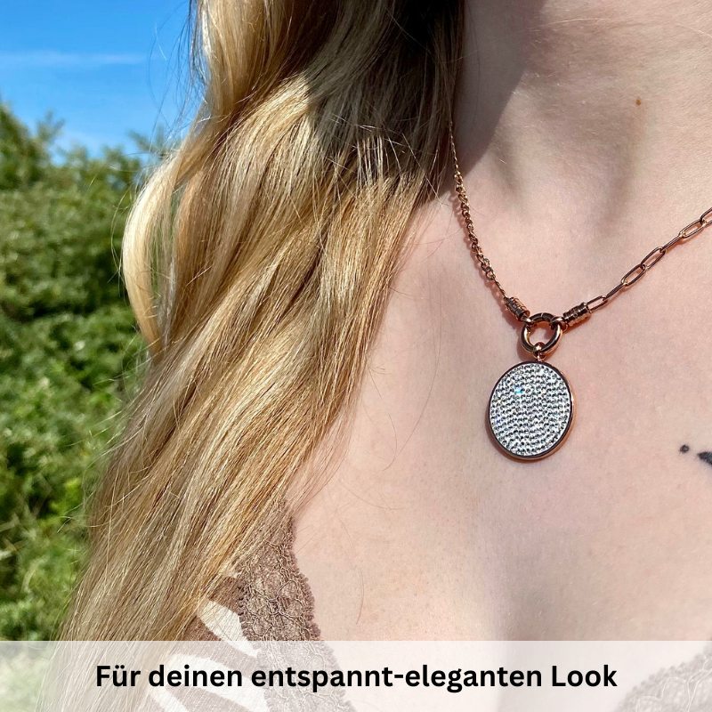Kettenanhänger Bling Bling (weiss) aus Edelstahl mit Steinen - Image 4