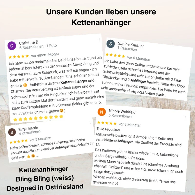 Kettenanhänger Bling Bling (weiss) aus Edelstahl mit Steinen - Image 8