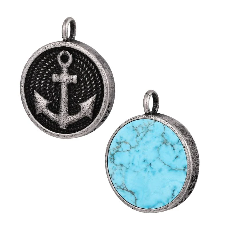 Kettenanhänger Blue Playa aus Edelstahl & Turquoise (beidseitig tragbar) - Image 7