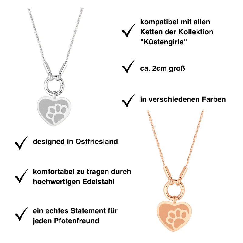 Kettenanhänger Herz-Pfote aus Edelstahl - Image 4