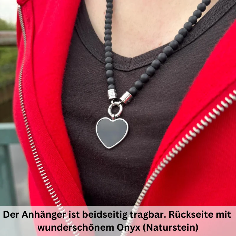 Kettenanhänger Paguera-Tora Beach (Onyx) aus Edelstahl (beidseitig tragbar) - Image 3
