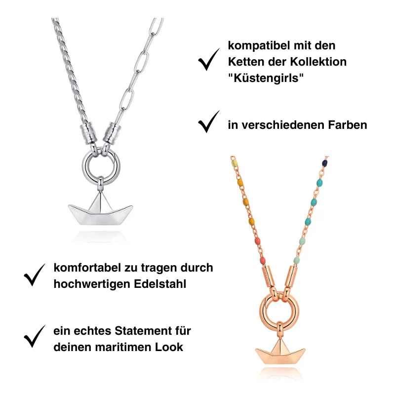 Kettenanhänger Papierschiffchen (klein) aus Edelstahl - Image 3