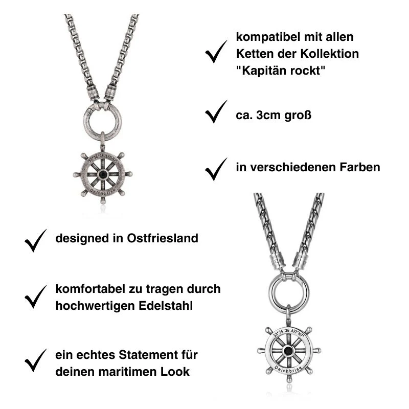 Kettenanhänger Steuerrad (groß) aus Edelstahl - Image 3