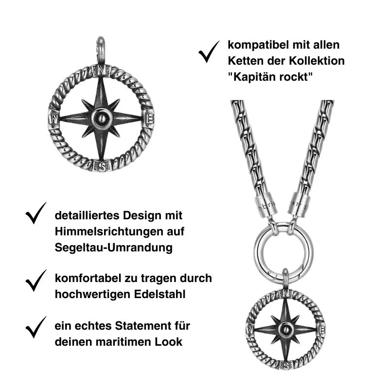 Kettenanhänger Windrose aus Edelstahl (Kapitän rockt) - Image 6