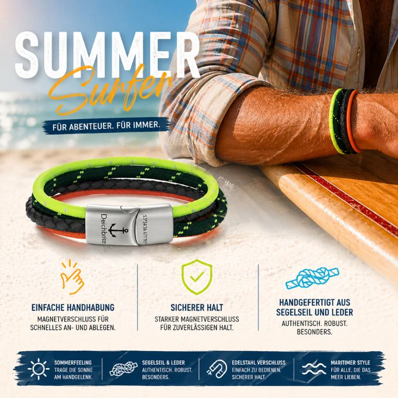 Leder & Segelseil Armband Summer Surfer (Multistrang) - Image 4