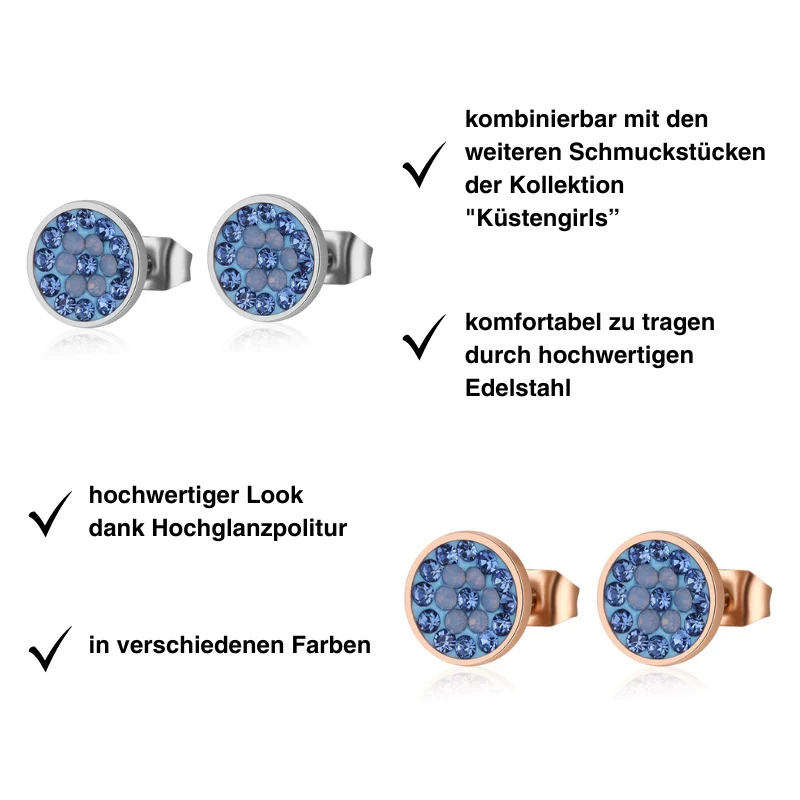 Ohrstecker Bling Bling (blau) aus Edelstahl - Image 6