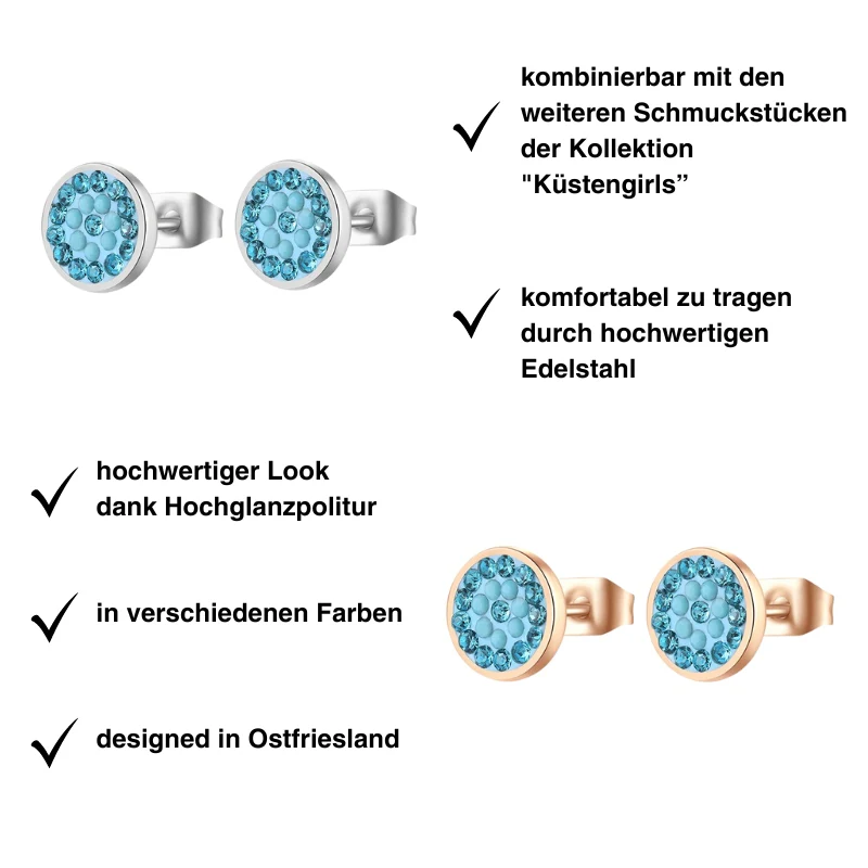 Ohrstecker Bling Bling (Türkis) aus Edelstahl - Image 3