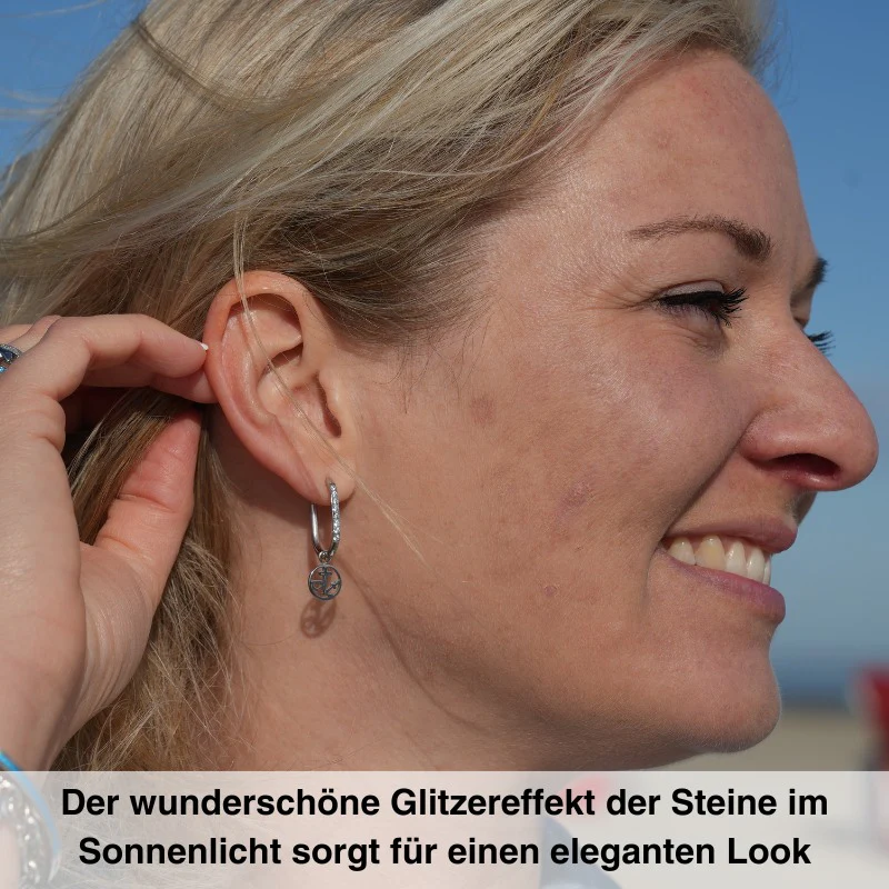Ovale Creolen mit Steinen für Charm Anhänger (groß | 20 mm) aus Edelstahl (Paar) - Image 2