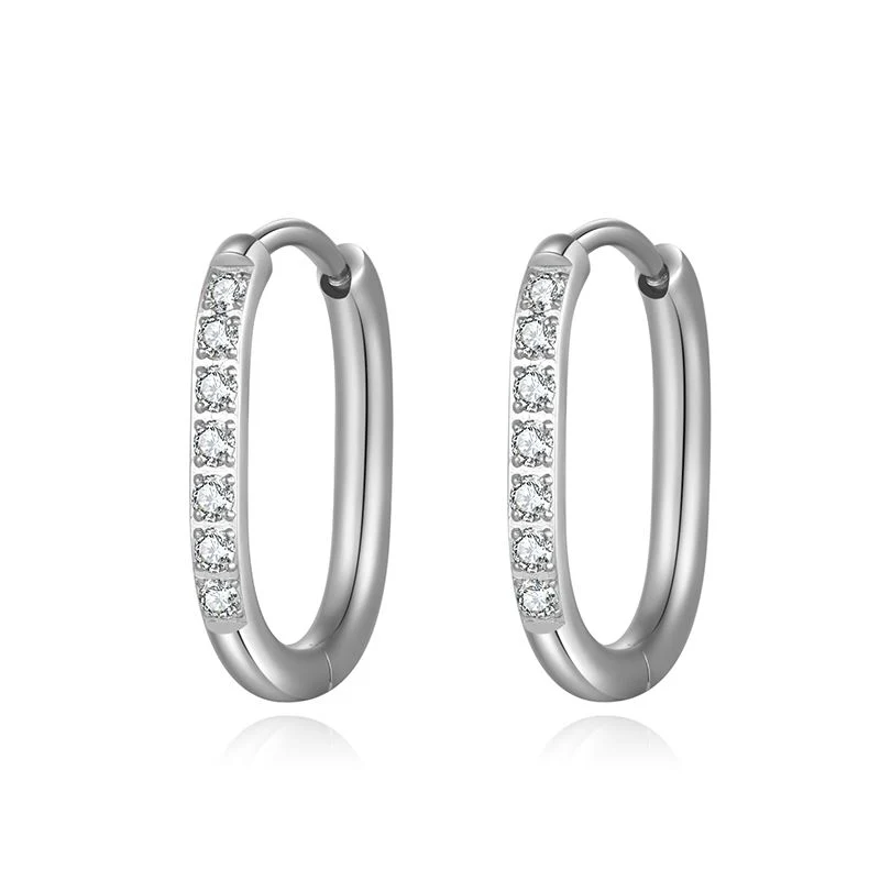 Ovale Creolen mit Steinen für Charm Anhänger (klein | 17 mm) aus Edelstahl (Paar) - Image 4