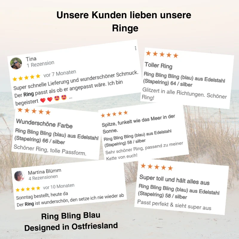 Ring Bling Bling (blau) aus Edelstahl (Stapelring) - Image 11