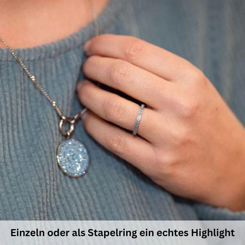 Ring Bling Bling (blau) aus Edelstahl (Stapelring) - Image 2