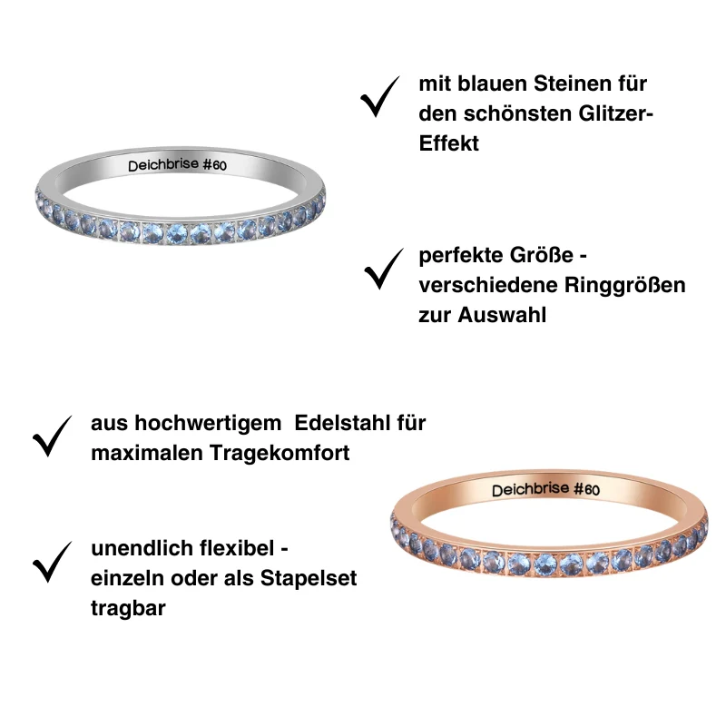 Ring Bling Bling (blau) aus Edelstahl (Stapelring) - Image 3