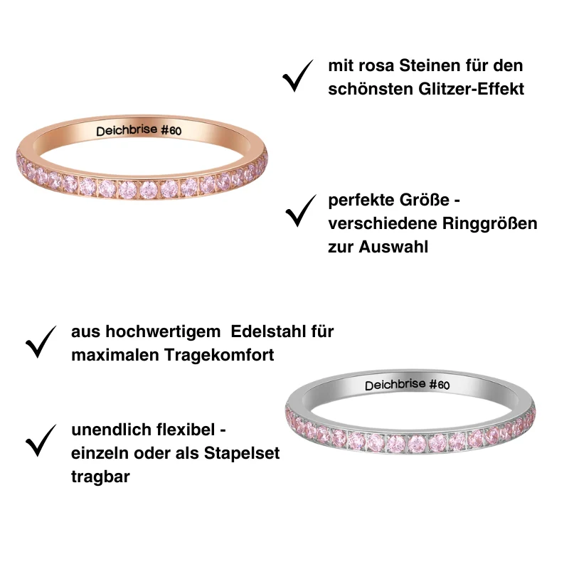 Ring Bling Bling (rosa) aus Edelstahl (Stapelring) - Image 5