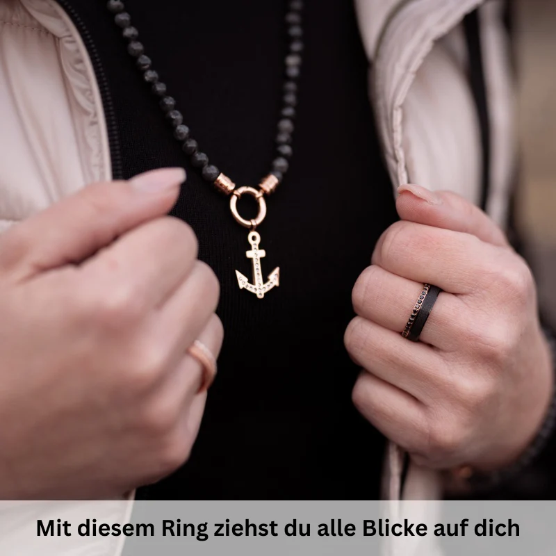 Ring Bling Bling (schwarz) aus Edelstahl (Stapelring) - Image 2