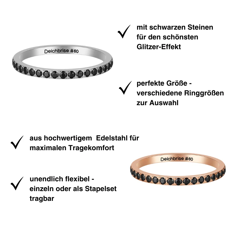 Ring Bling Bling (schwarz) aus Edelstahl (Stapelring) - Image 3