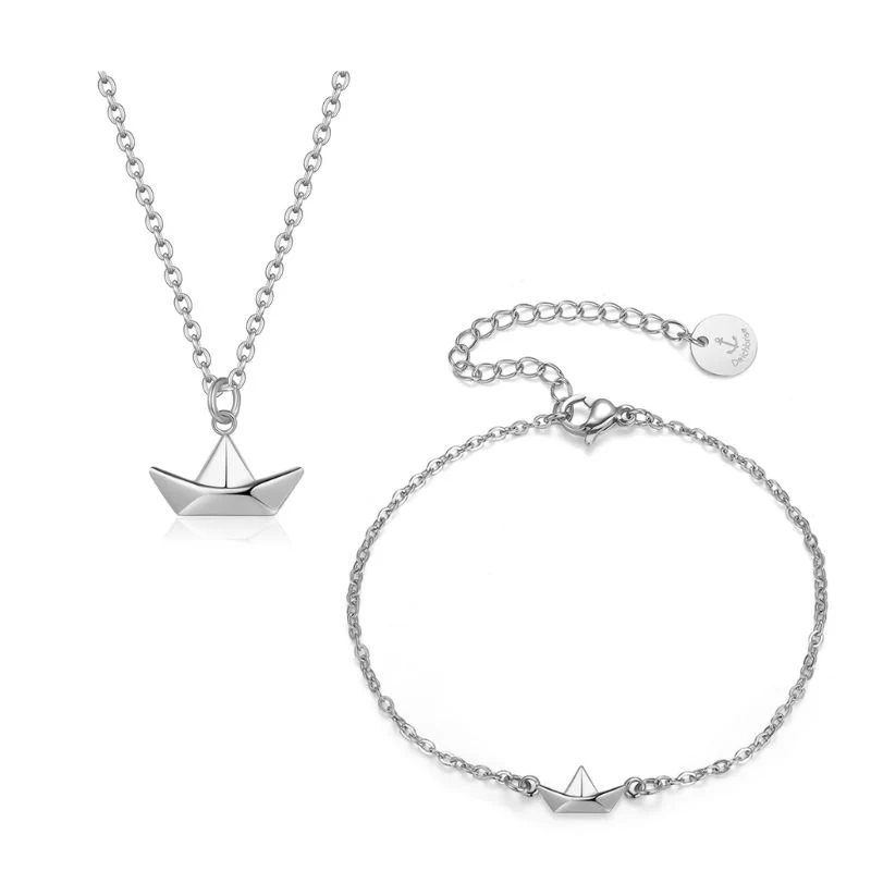 Geschenk-Set "Papierschiffchen" Armband & Kette aus Edelstahl - Image 4