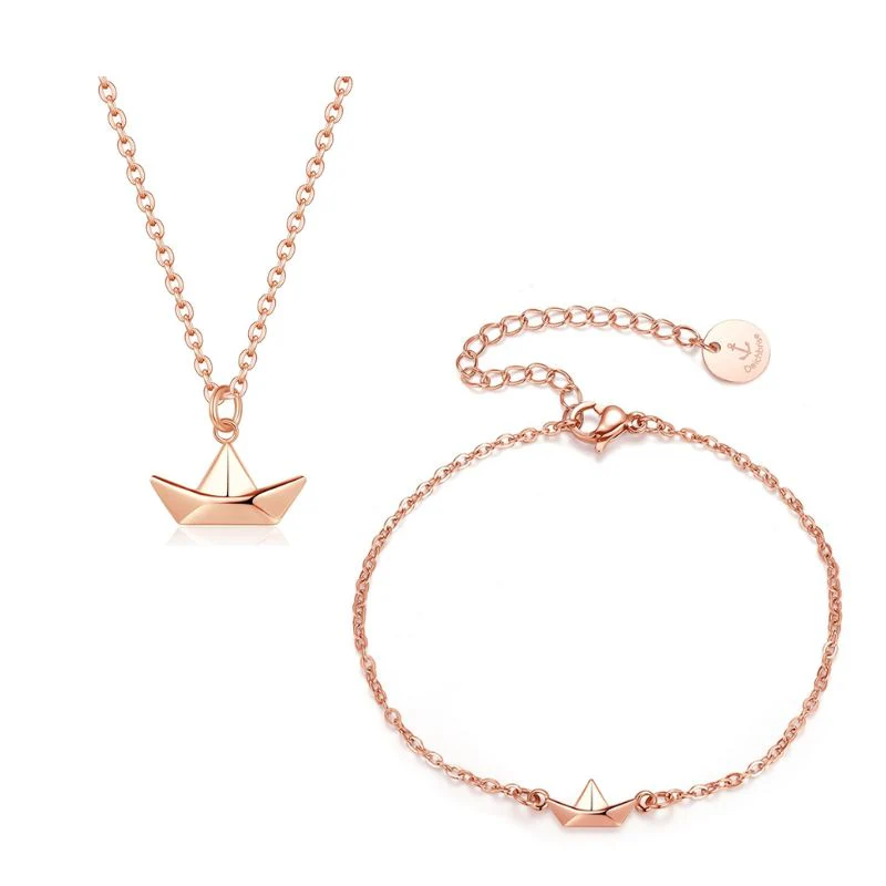 Geschenk-Set "Papierschiffchen" Armband & Kette aus Edelstahl - Image 5
