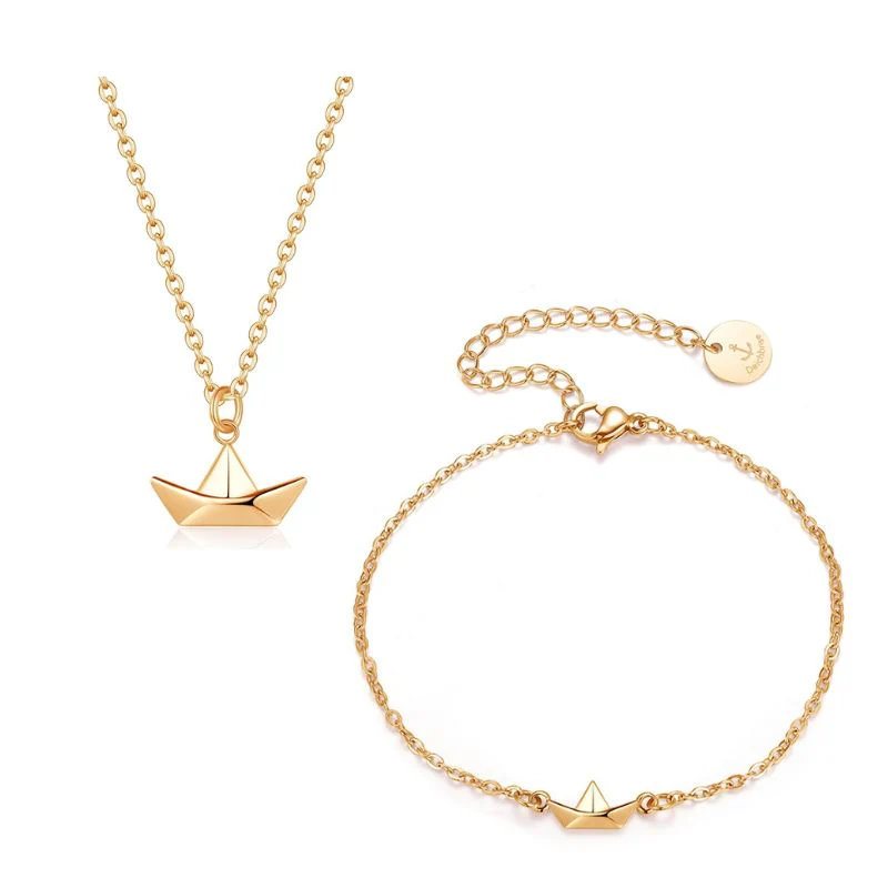 Geschenk-Set "Papierschiffchen" Armband & Kette aus Edelstahl - Image 6
