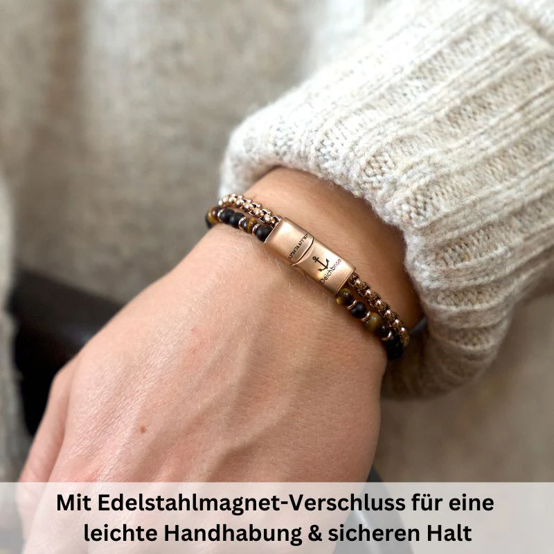 Armband Black Beach (Multistrang) Edelstahl, Onyx & Tiger-Eye (Küstengirls) - Image 2