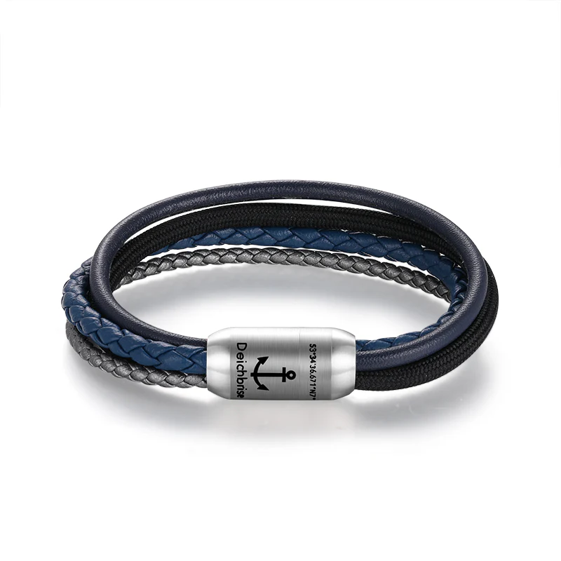 Multistrang Armband Dark Waves (Fibre Leder & Segelseil) (Veggie)