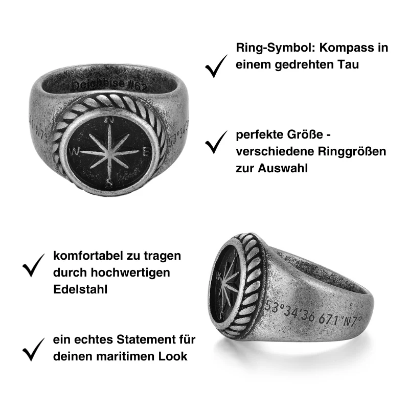 Siegelring "Kompass" aus Edelstahl - Image 3