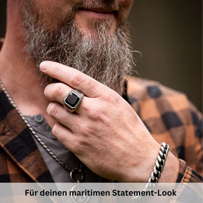 Siegelring Seeräuber (Onyx/Sodalith und Edelstahl) - Image 2